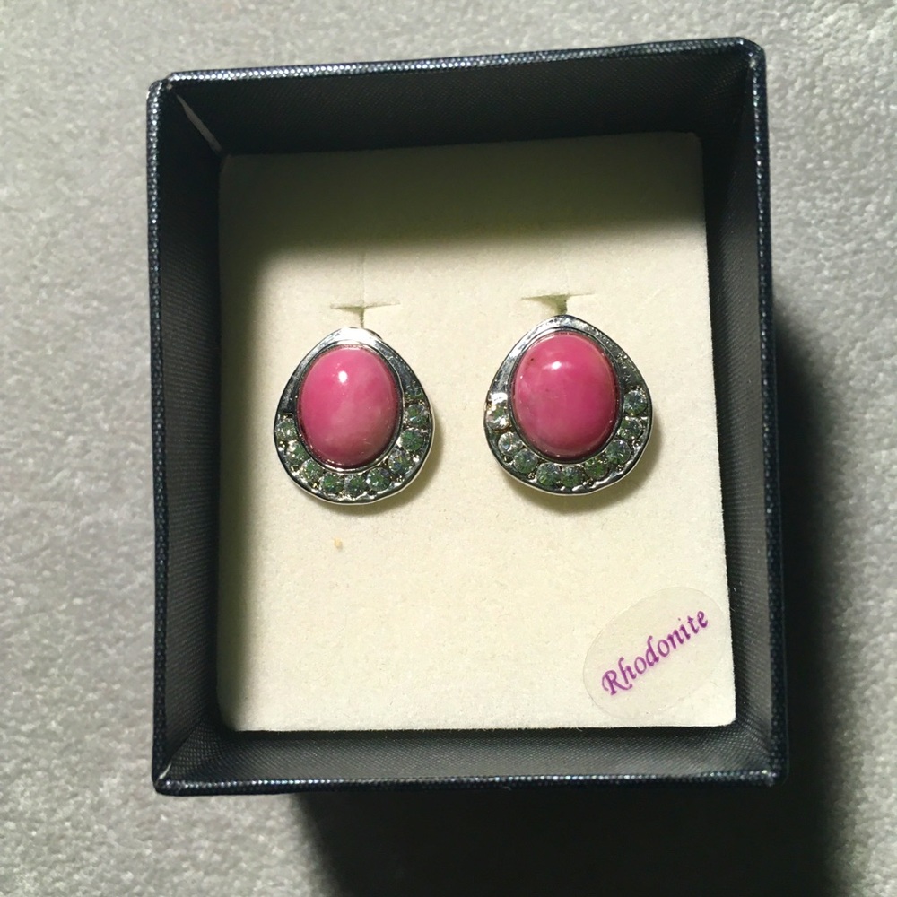 Rhodonite Clip-On Earrings by Pan Pacific